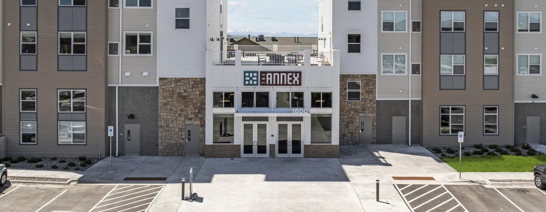 a building with a sign on it