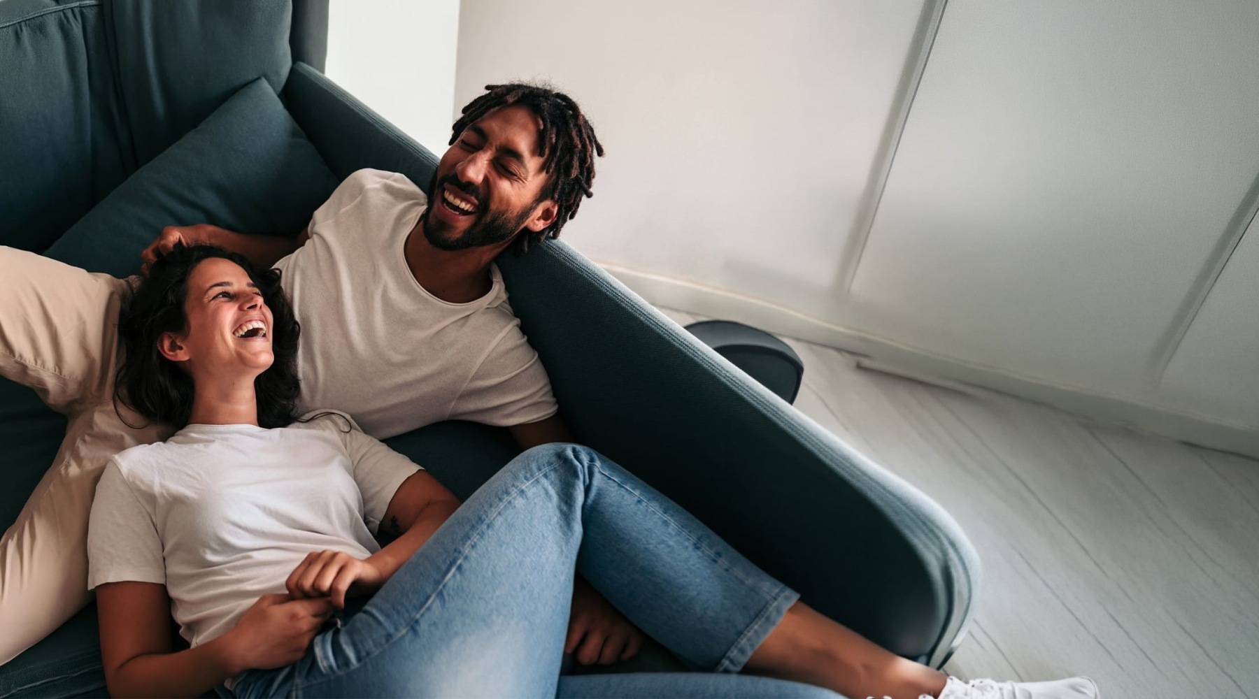 a man and woman laughing